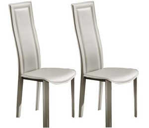 WHITE LABEL - lot de 2 chaises bond en simili cuir taupe clair - Chaise