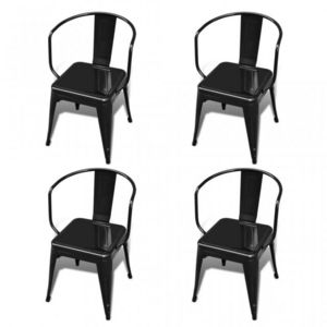 WHITE LABEL - 4 chaises de salle à manger acier factory - Chaise