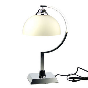 WHITE LABEL - lampe design en métal chromé avec abat-jour en ver - Lampe À Poser