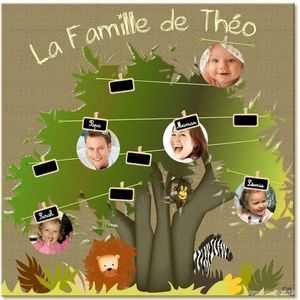 BABY SPHERE - arbre généalogique - amis de la jungle - 49,5x49,5cm - Arbre Généalogique Enfant