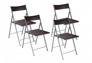 WHITE LABEL - belfort lot de 4 chaises pliantes marron - Chaise Pliante
