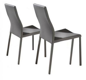 WHITE LABEL - lot de 2 chaises design hellen en simili cuir taup - Chaise