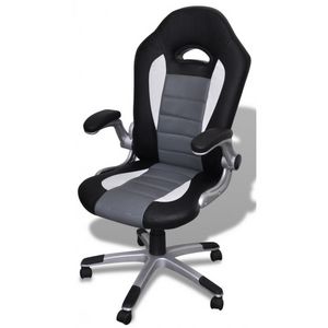 WHITE LABEL - fauteuil de bureau sport cuir noir/gris - Fauteuil De Bureau