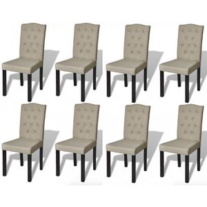 WHITE LABEL - 8 chaises de salle a manger beiges - Chaise