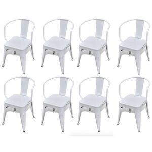 WHITE LABEL - 8 chaises de salle à manger acier factory - Chaise