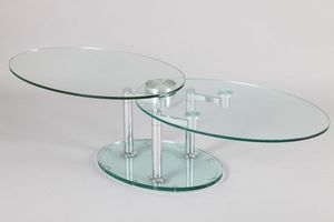 WHITE LABEL - table à plateaux pivotants splash 2 verre et acier - Table Basse Forme Originale