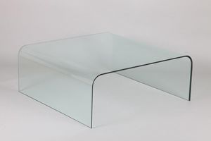 WHITE LABEL - table basse carré cristale en verre - Table Basse Carrée