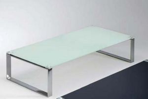 WHITE LABEL - table basse miami design en verre blanc - Table Basse Rectangulaire