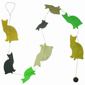 Lamali - guirlande chats en papier lokta 150cm jardin - Guirlande