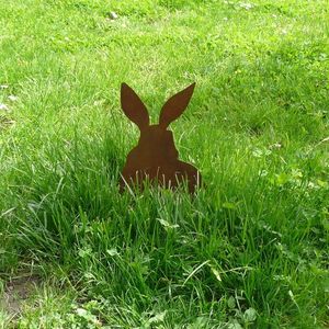 OKE DECORATION - lapin décoratif en métal sur socle - Ornement De Jardin