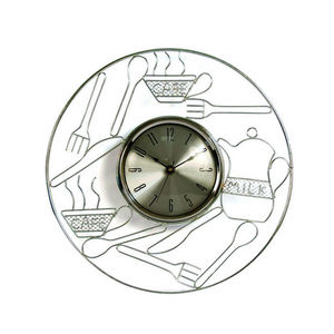 WHITE LABEL - horloge de cuisine en métal chromé - Pendule Murale