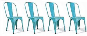 WHITE LABEL - lot de 4 chaises design aix turkis en acier bleu t - Chaise