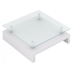 WHITE LABEL - table basse design blanche verre - Table Basse Carrée