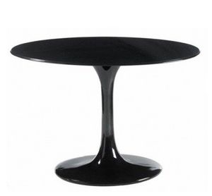WHITE LABEL - table ronde de repas design tulipe laquée noir 120 - Table De Repas Ronde