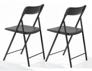 WHITE LABEL - lot de 2 chaises pliantes kully gris graphite - Chaise Pliante