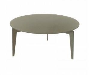 WHITE LABEL - table basse miky design ronde en verre taupe - Table Basse Ronde
