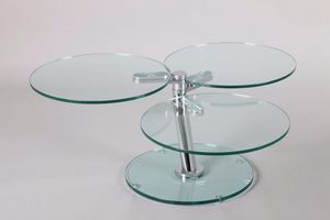 WHITE LABEL - table basse nemesis en verre - Table Basse Ronde