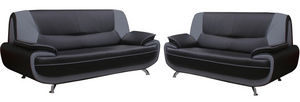 WHITE LABEL - ensemble de canapé 3+2 en simili cuir noir et gris - Salon