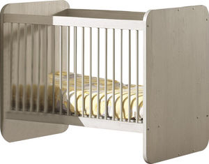 WHITE LABEL - lit bébé évolutif moderne coloris chêne gris doux - Lit Bébé