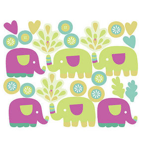 Wallies - stickers chambre bébé les petits éléphants - Sticker Décor Adhésif Enfant