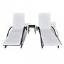 Chaise longue de jardin-WHITE LABEL-Lot de 2 transats de jardin noir + table