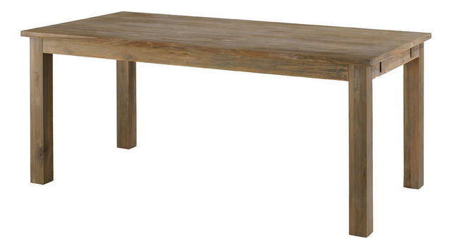 MOOVIIN - Table de repas rectangulaire-MOOVIIN-Table maestro en teck recyclé grisé avec allonges 