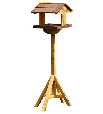 EDEN BIRD - Mangeoire à oiseaux-EDEN BIRD-Mangeoire chalet sur pied en bois massif 30x30x115
