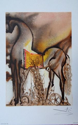 ARMAND ISRAËL - Lithographie-ARMAND ISRAËL-Cheval Troie de Salvador DALI lithograph
