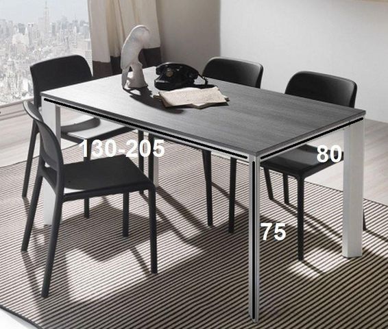 WHITE LABEL - Table de repas rectangulaire-WHITE LABEL-Table repas extensible TECNO 130 x 80 cm en polymè