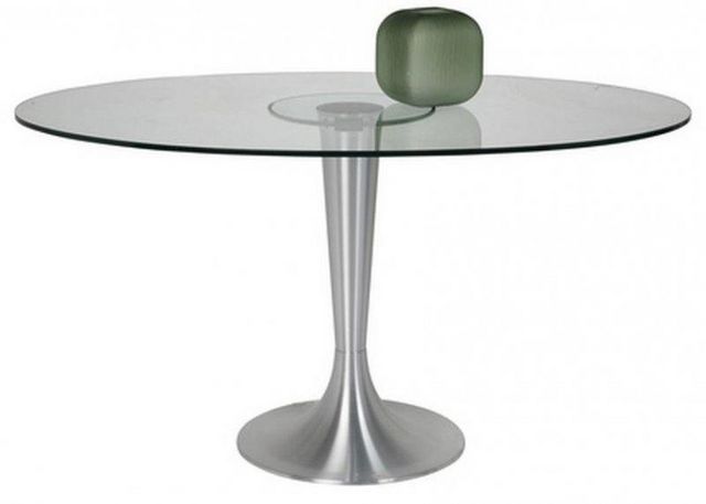 WHITE LABEL - Table de repas ronde-WHITE LABEL-Table ovale POSSIBILITA pied métal brossé