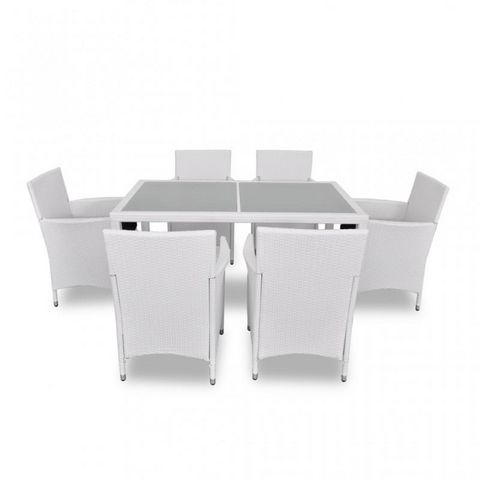 WHITE LABEL - Salle à manger de jardin-WHITE LABEL-Salon de jardin avec table + 6 chaises