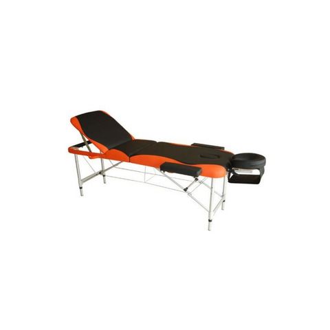 WHITE LABEL - Table de massage-WHITE LABEL-Table de massage bicolore noir/orange aluminium 3 zones