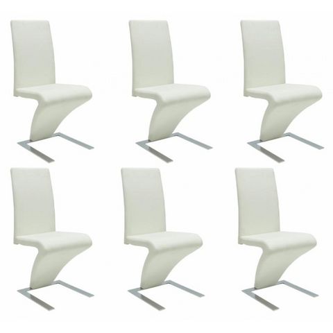 WHITE LABEL - Chaise-WHITE LABEL-6 Chaises de salle a manger blanches