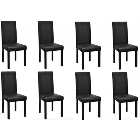 WHITE LABEL - Chaise-WHITE LABEL-8 Chaises de salle a manger noires