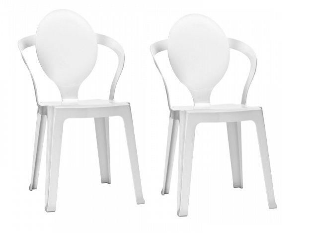 WHITE LABEL - Chaise-WHITE LABEL-Lot de 2 chaises SPOT design blanche brillante