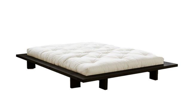 WHITE LABEL - Lit simple-WHITE LABEL-Cadre de lit  japonais JAPAN noir 140*200cm avec s