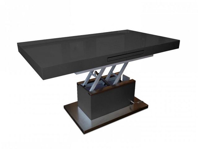 WHITE LABEL - Table basse relevable-WHITE LABEL-Table basse relevable extensible SETUP noir brilla