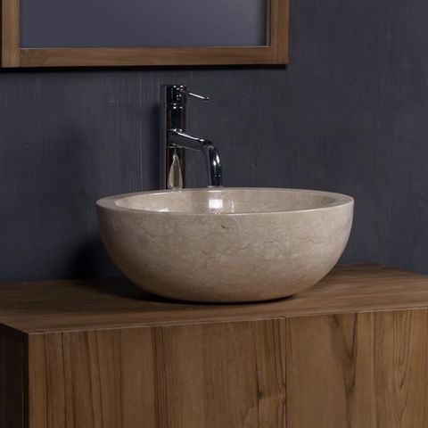 BOIS DESSUS BOIS DESSOUS - Miroir de salle de bains-BOIS DESSUS BOIS DESSOUS-Vasque en marbre beige