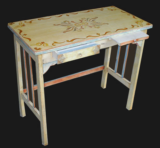 l'atelier du breuil - Table bureau-l'atelier du breuil-mosaique - peinture à l'huile