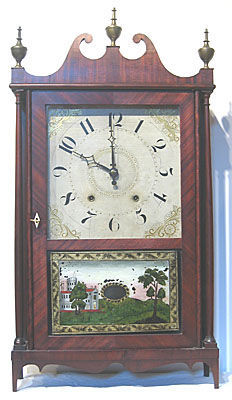 KIRTLAND H. CRUMP - Horloge à poser-KIRTLAND H. CRUMP-Mahogany pillar and scroll shelf clock
