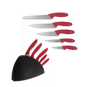 WHITE LABEL - série de 5 couteaux avec bloc de rangement - Knife Block