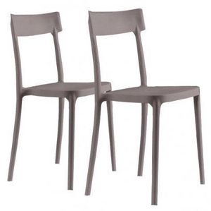 WHITE LABEL - lot de 2 chaises corsocomo empilables taupes - Chair