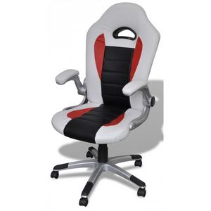 WHITE LABEL - fauteuil de bureau sport cuir blanc/noir - Office Armchair
