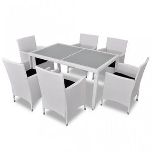 WHITE LABEL - salon de jardin avec table + 6 chaises - Outdoor Dining Room