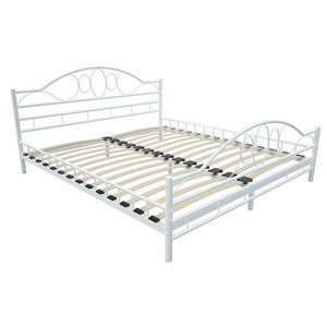 WHITE LABEL - lit métal 140 x 200 cm blanc - Double Bed