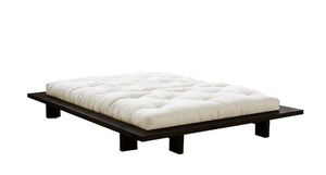 WHITE LABEL - cadre de lit japonais japan noir 140*200cm avec s - Single Bed