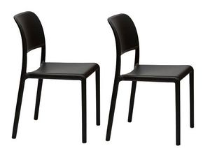 WHITE LABEL - lot de 2 chaises river empilables design anthracit - Chair
