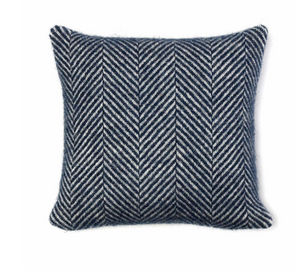 Tweedmill - fishbone navy - Square Cushion