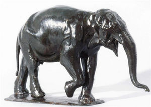 Galerie P. Dumonteil - elephant blanc - Animal Sculpture