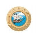 DECOLOOPIO - stickers enfants pirate : hublot bateau doré - Children's Decorative Sticker